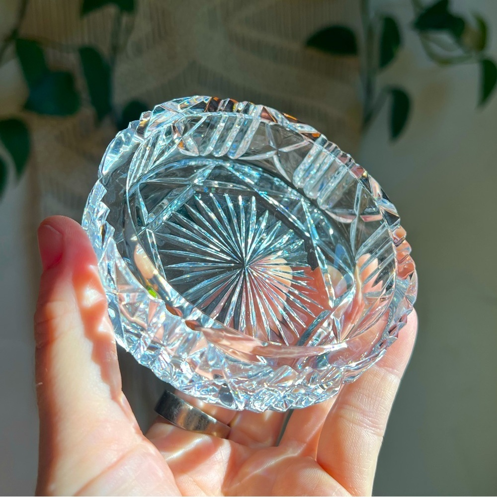 Vintage Cut Glass Trinket Dish â 4â Round Crystal Ashtray Bowl Jewelry Holder
